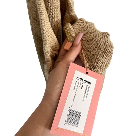 NWT Cult Gaia Serita Center Front Twist Cutout Woven Knit Maxi Dress Sand Size L - Picture 5 of 12